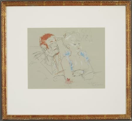 Lot 073: Jack Levine Facing East Mixed Media on Paper