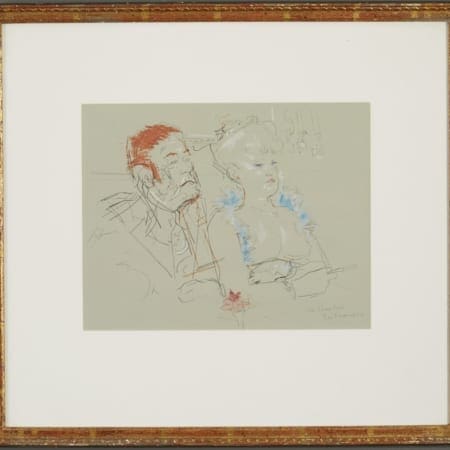 Lot 073: Jack Levine Facing East Mixed Media on Paper