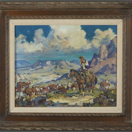 Marjorie Reed Night Herd Oil on Canvas-laid Board