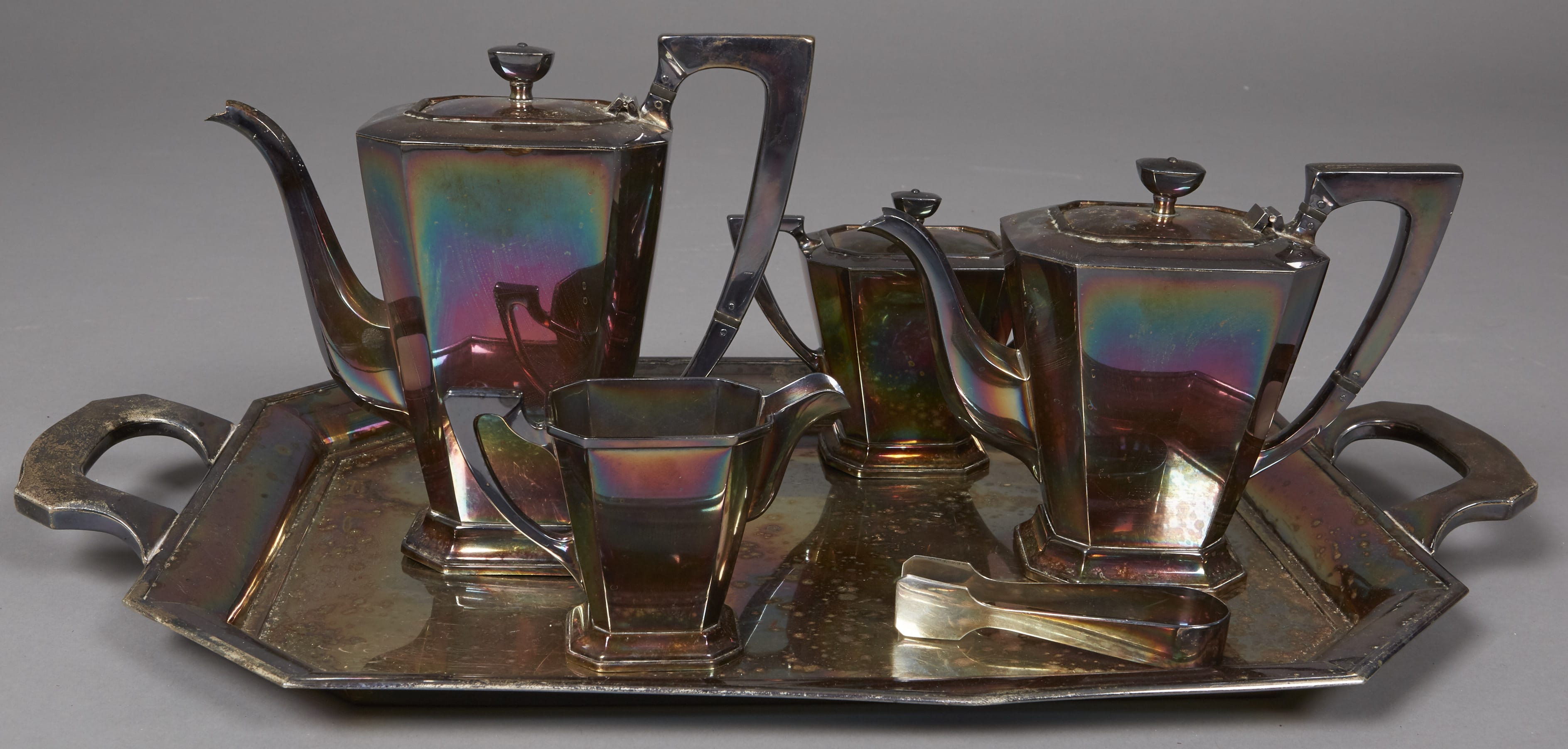 Lot 167: K. Uyeda 6 Piece Sterling Silver Tea Set