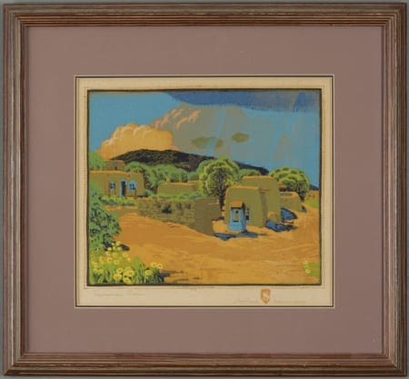 Lot 014: Gustave Baumann Summer Rain Color Woodcut