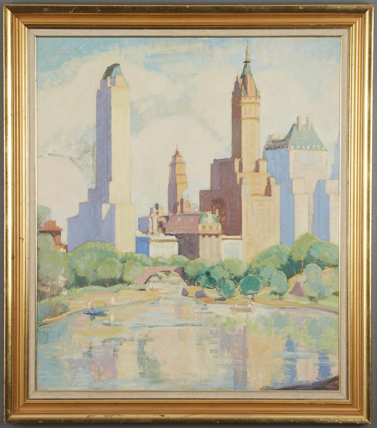 le_pho_banner 2 Ernest David Roth The Lake Central Park Oil Painting