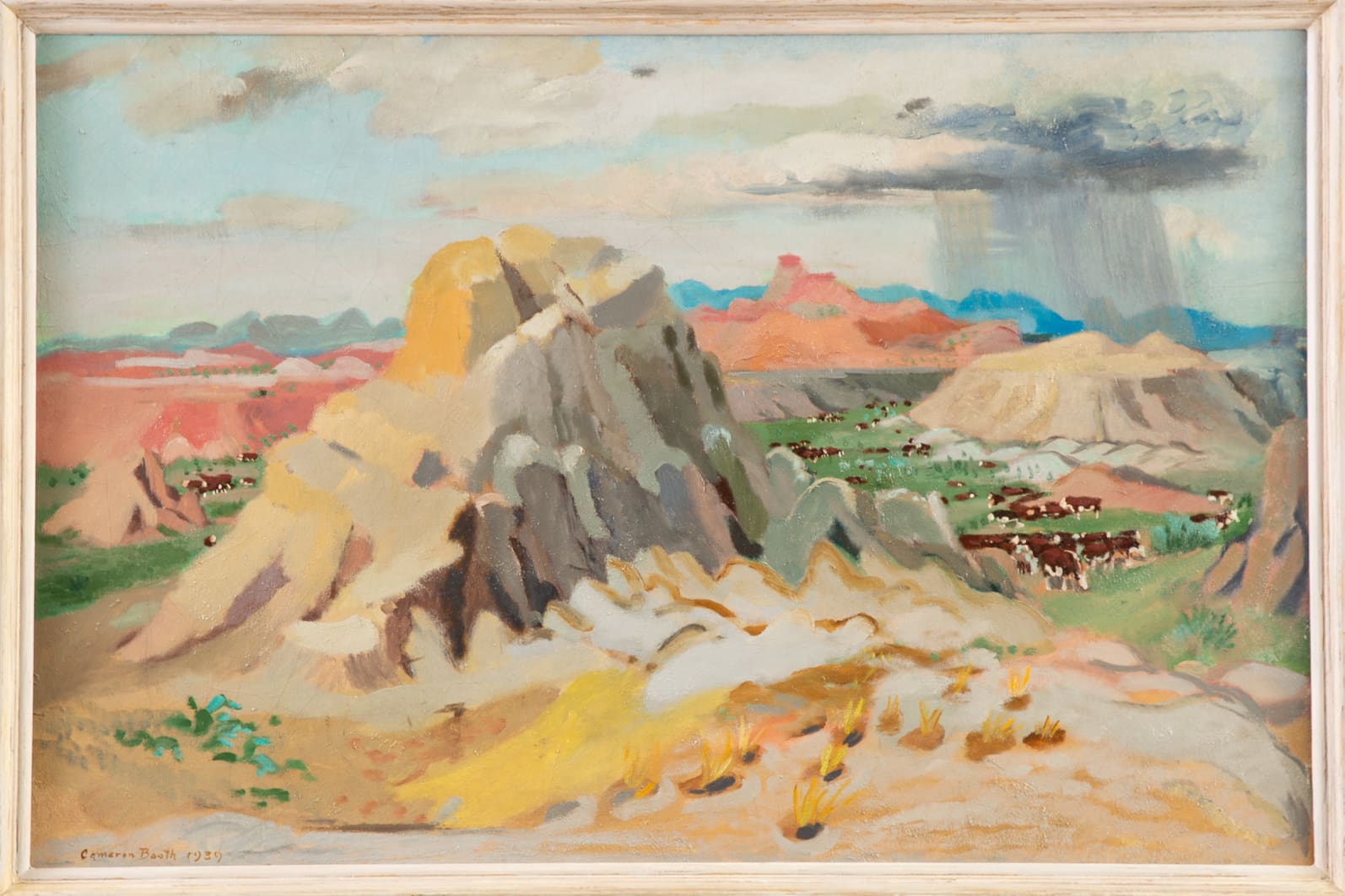 Cameron Booth Badlands Oil on Board Minnesota Artist Painting Midwest Picture Appraisal Worth Antique Insurance Estate Sell Value