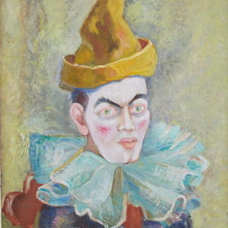 Clara Mairs Clown Portrait Oil on Board