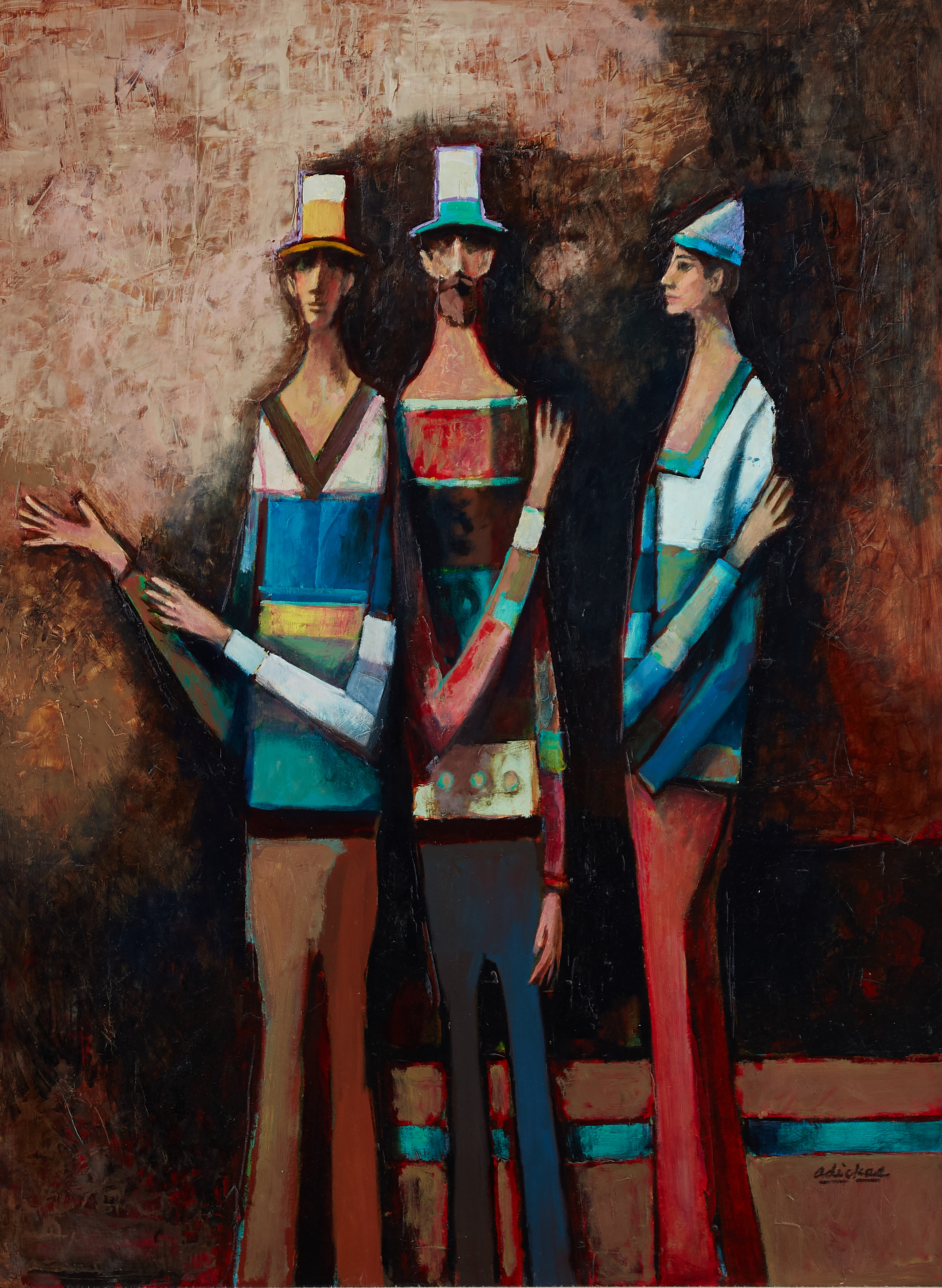 Lot 095: David Adickes Oil on Board