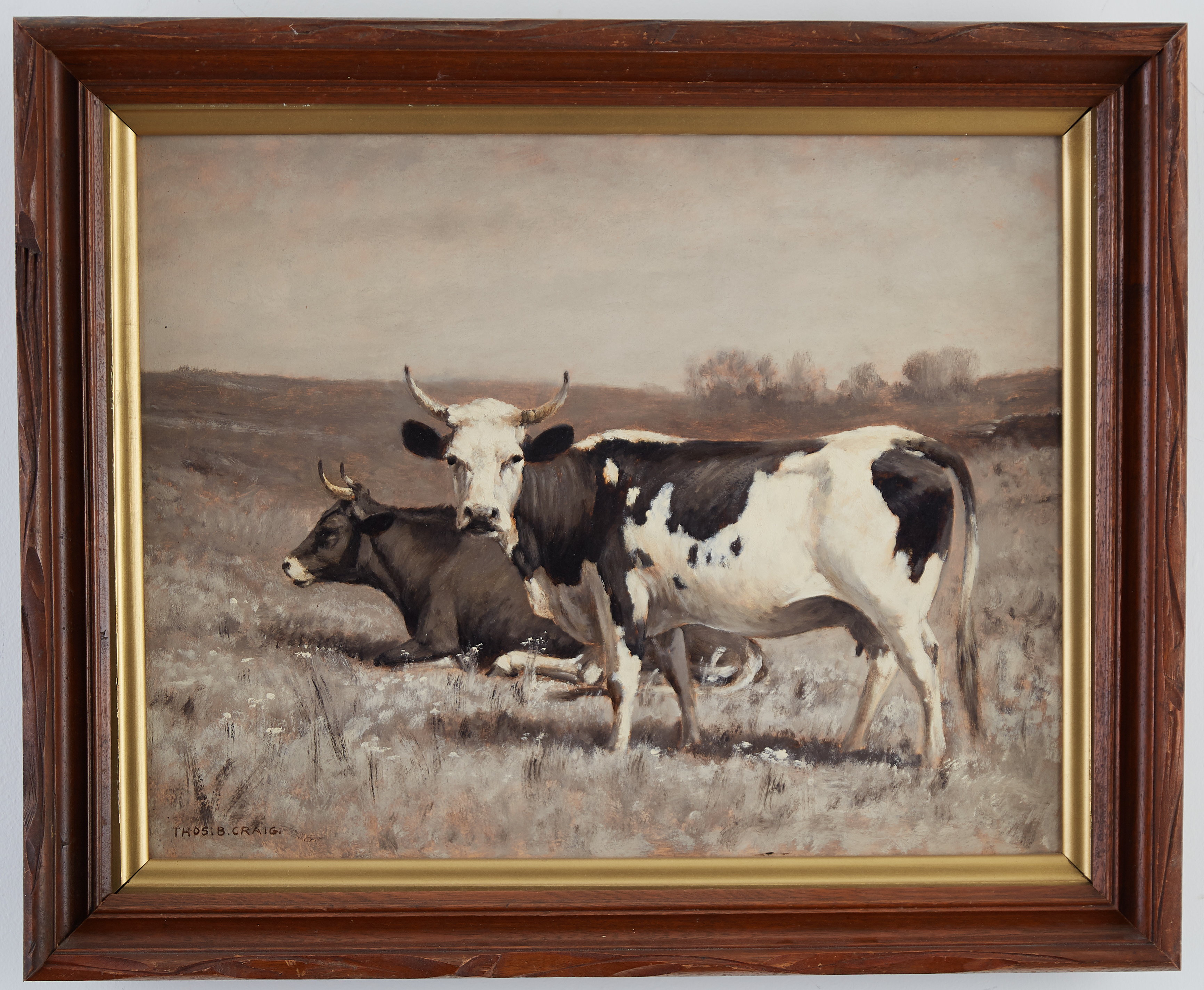 Lot 051: Thomas Craig Cows Oil on Canvas