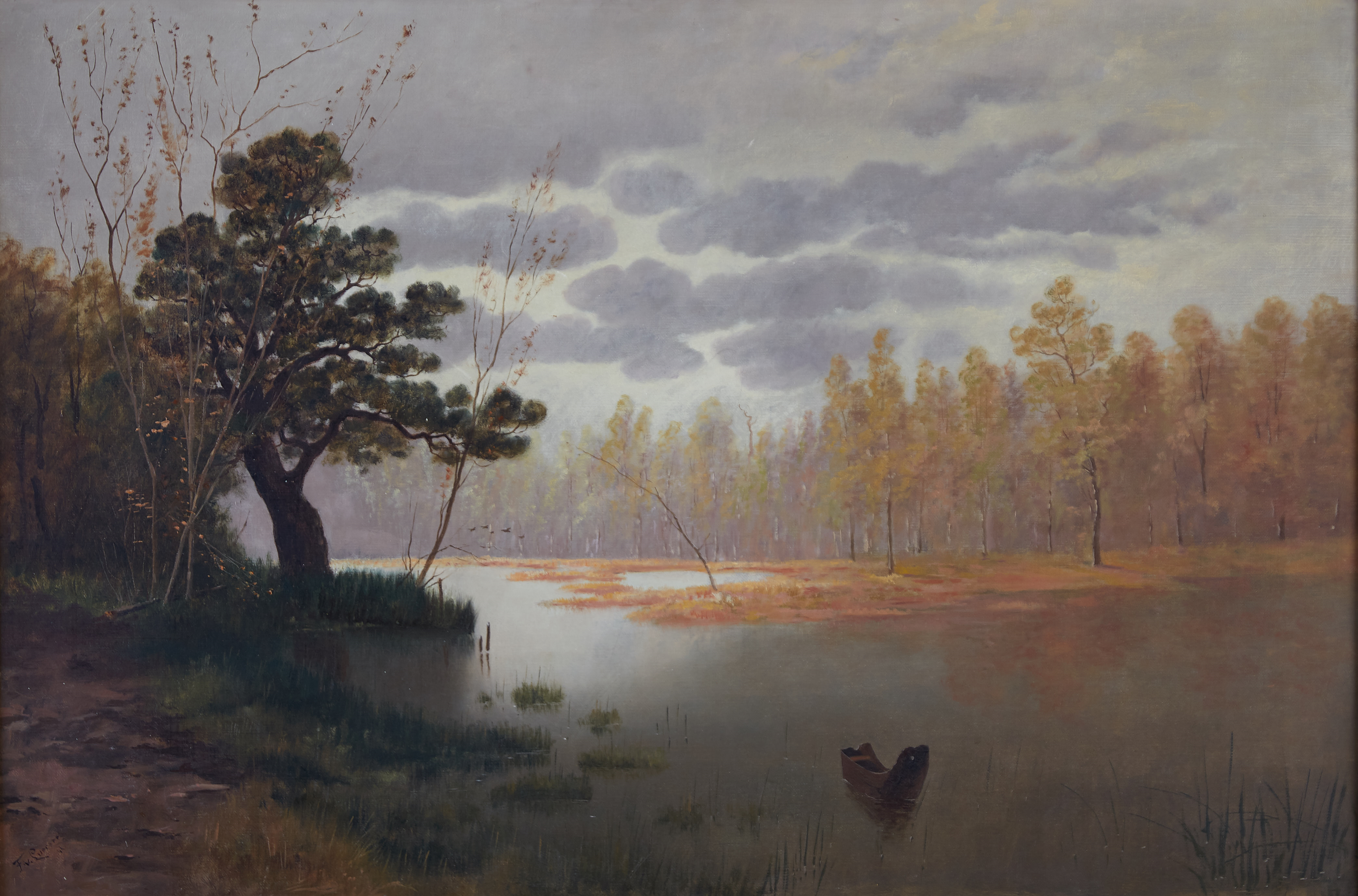 Lot 056: Feodor von Luerzer Landscape Oil on Canvas