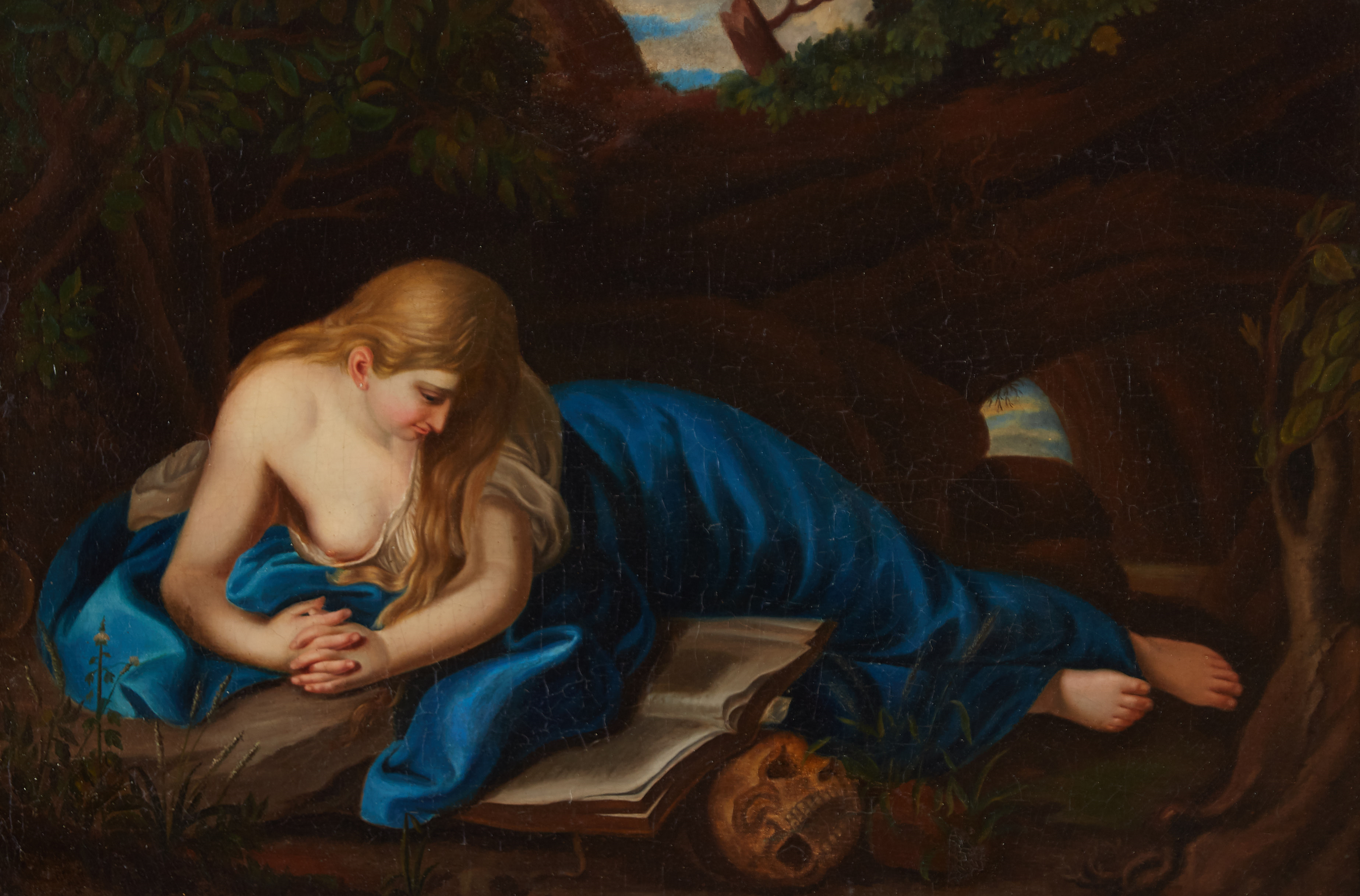Lot 109: After Batoni Penitent Magdalene Oil on Canvas-Laid Board