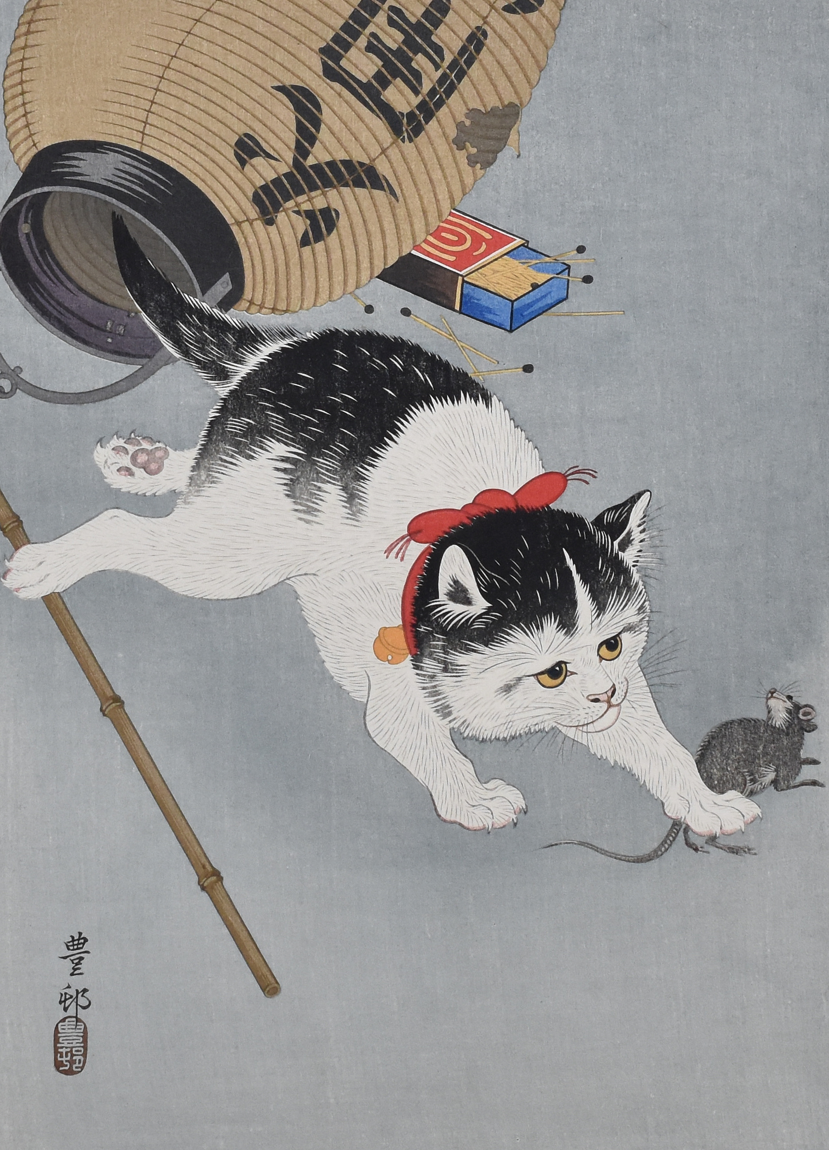 Lot 173: Ohara Koson Cat Woodblock Print