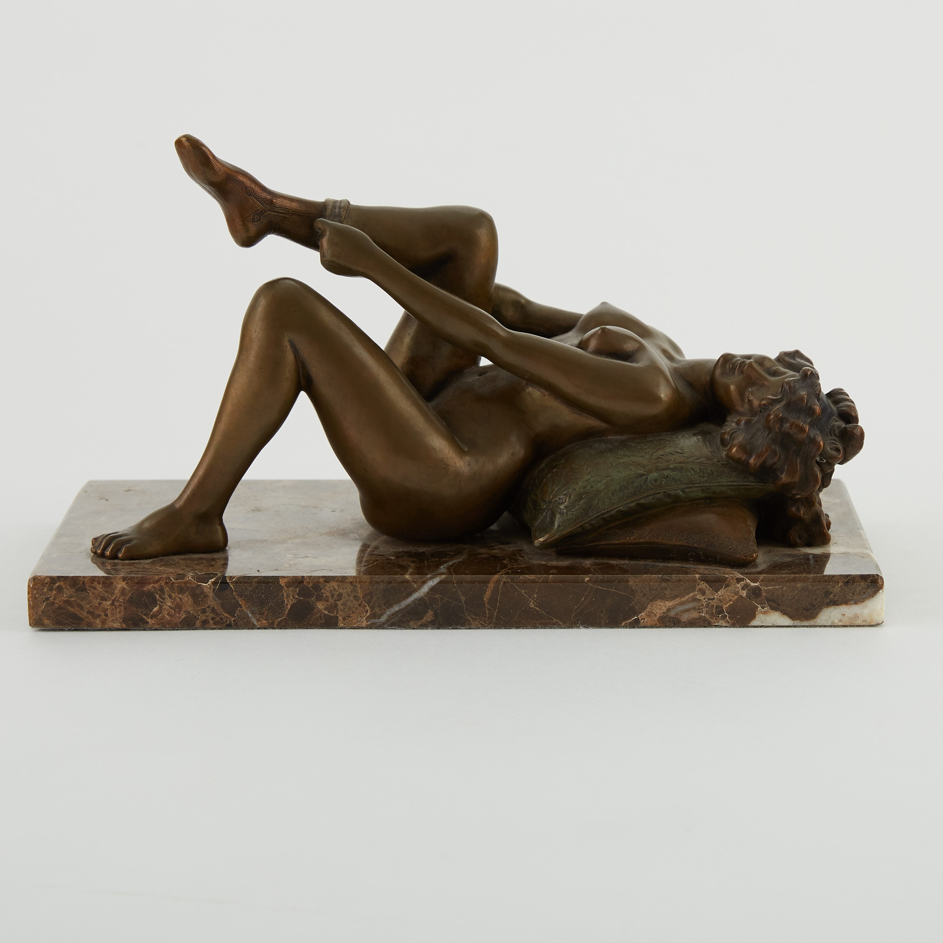 Lot 040: Louis Chalon "Recumbent Female Nude" Bronze Sculpture