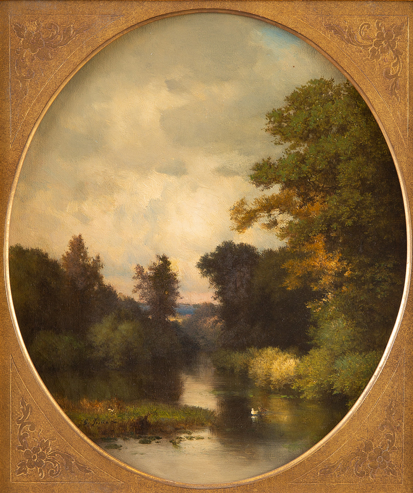 Lot 054: George Inness "Solitude" Oil on Canvas