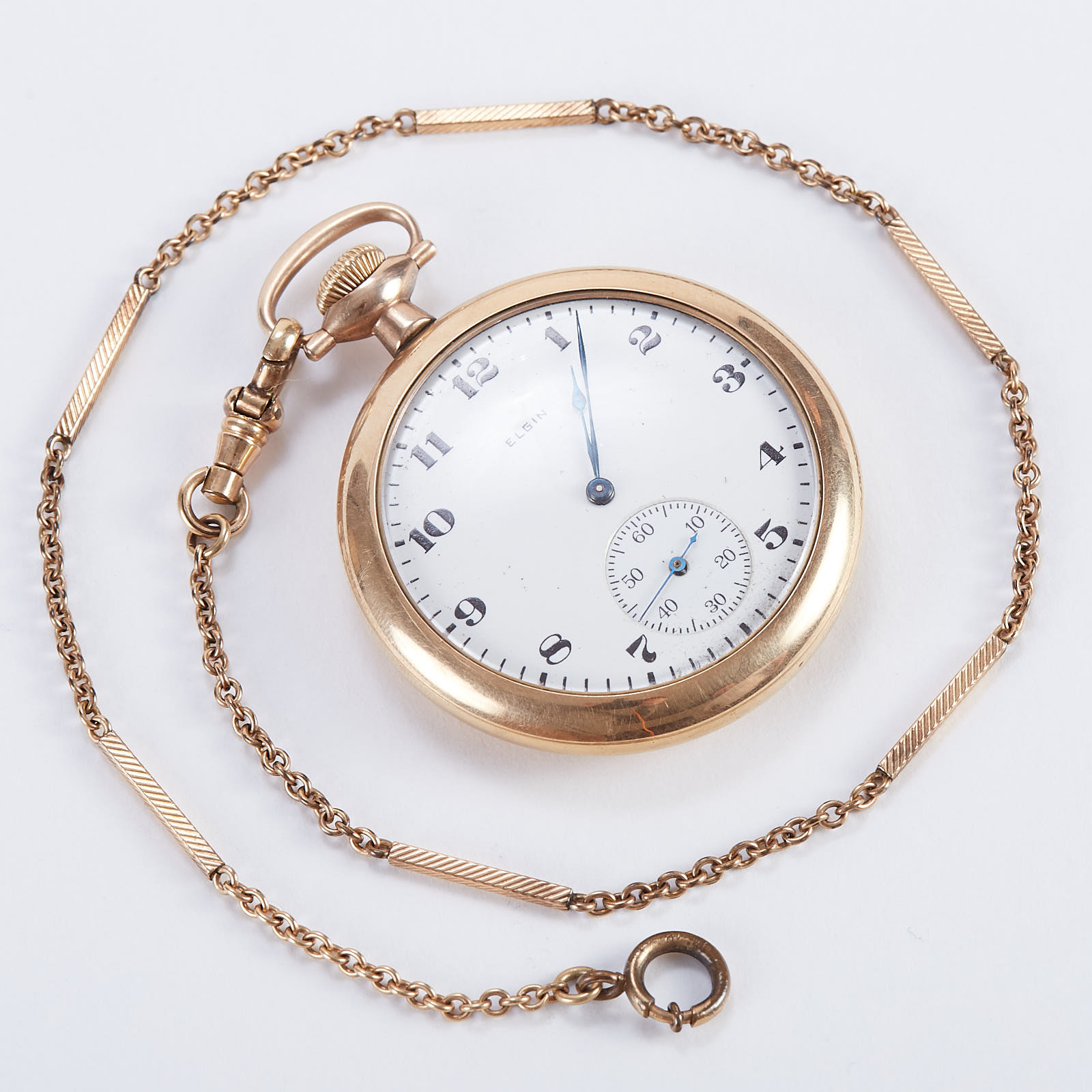 Lot 194: Elgin Gold Filled Pocket Watch w/ Chain