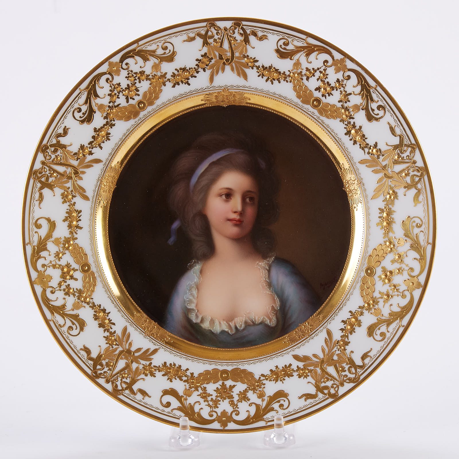 Lot 246: Dresden Painted Porcelain Plate Cross Swords