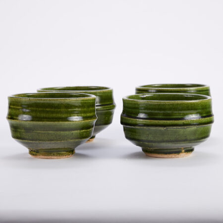 Set of 4 Warren MacKenzie Studio Pottery Bowls Green Glaze Mrkd
