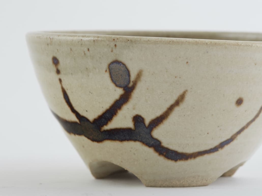 Warren MacKenzie pottery bowl, showing MacKenzie's decoration style.