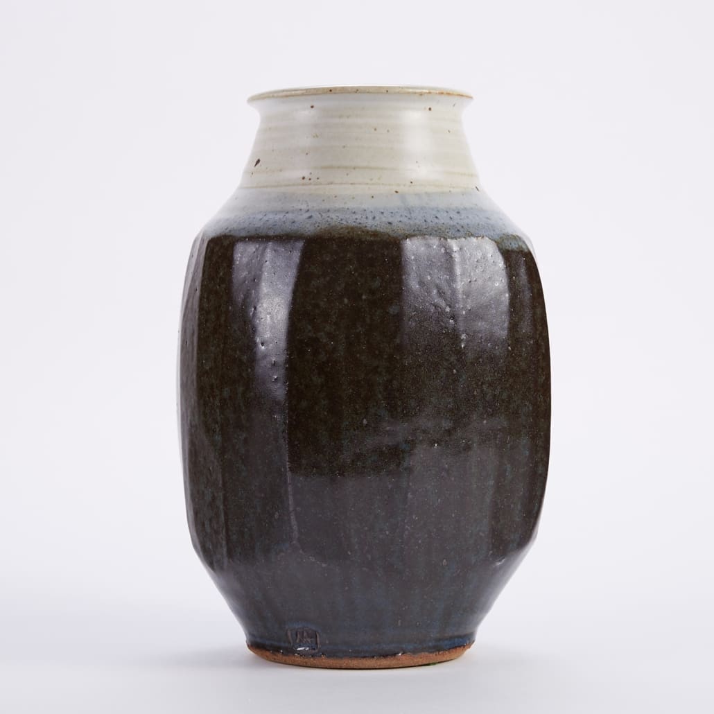 Warren MacKenzie fluted pottery vase.