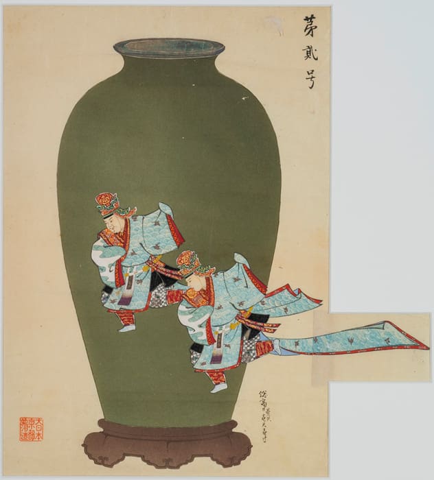 Drawing, Design for a Vase with Court Dancers Motif Namikawa Cloisonne Museum of Kyoto 