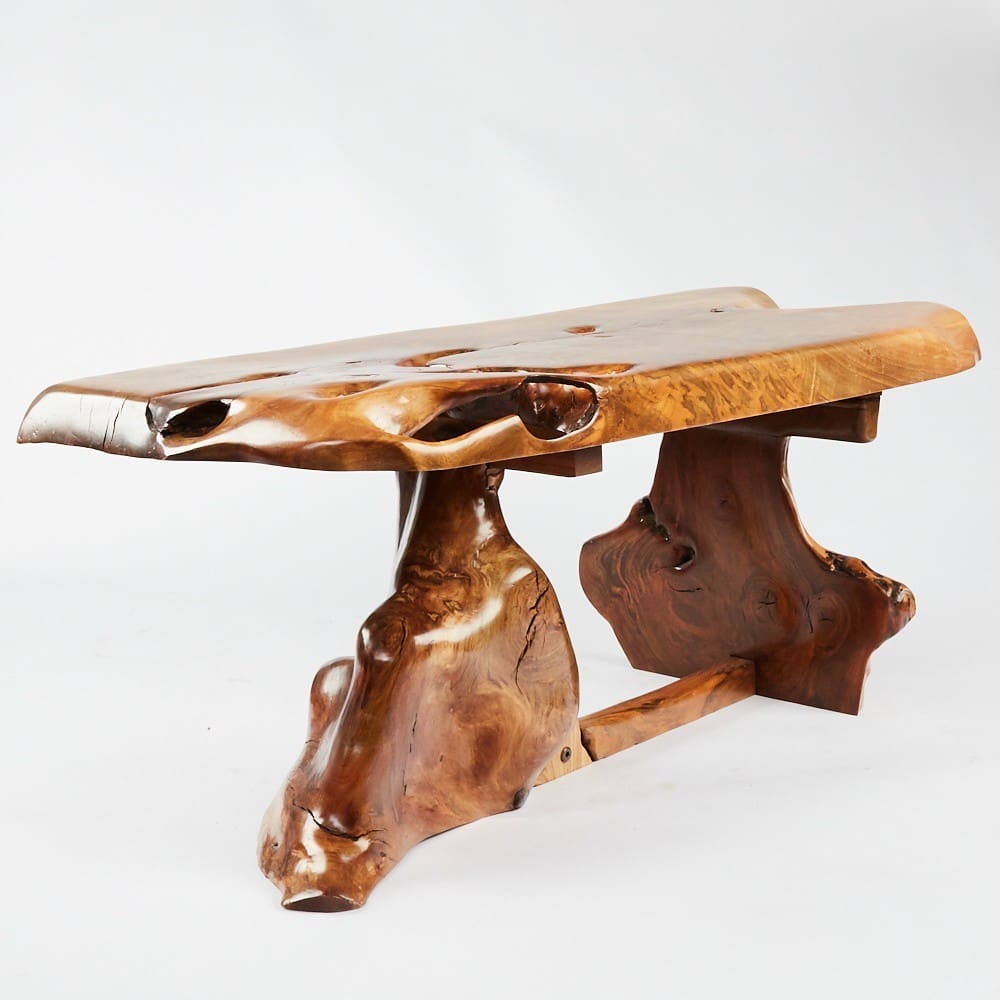 Burl wood table in the style of George Nakashima