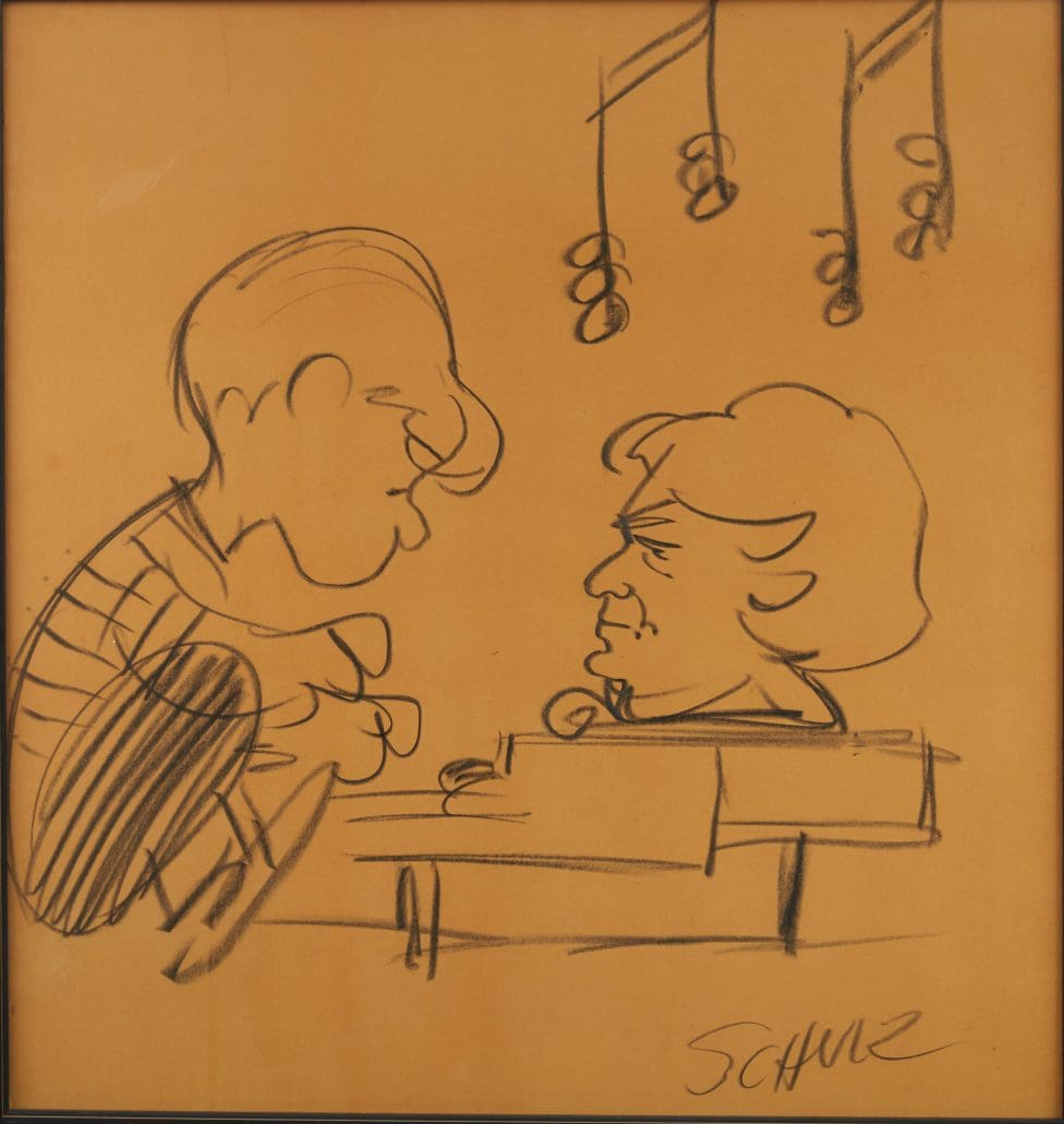 Charles Schulz original "Peanuts" drawing, sold for $7,500.