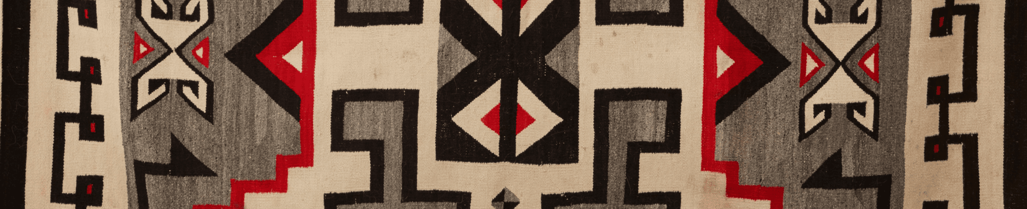 Navajo geometric wool rug in red, black and ivory — Native American Art we appraise and consign