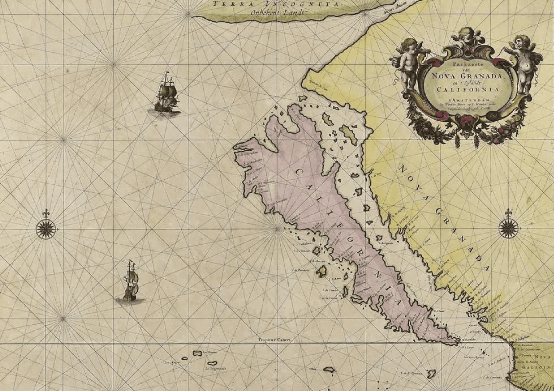 Pieter Goos antique map of California as an island
