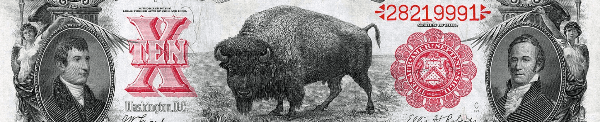 1901 United States  'Bison' legal tender note
