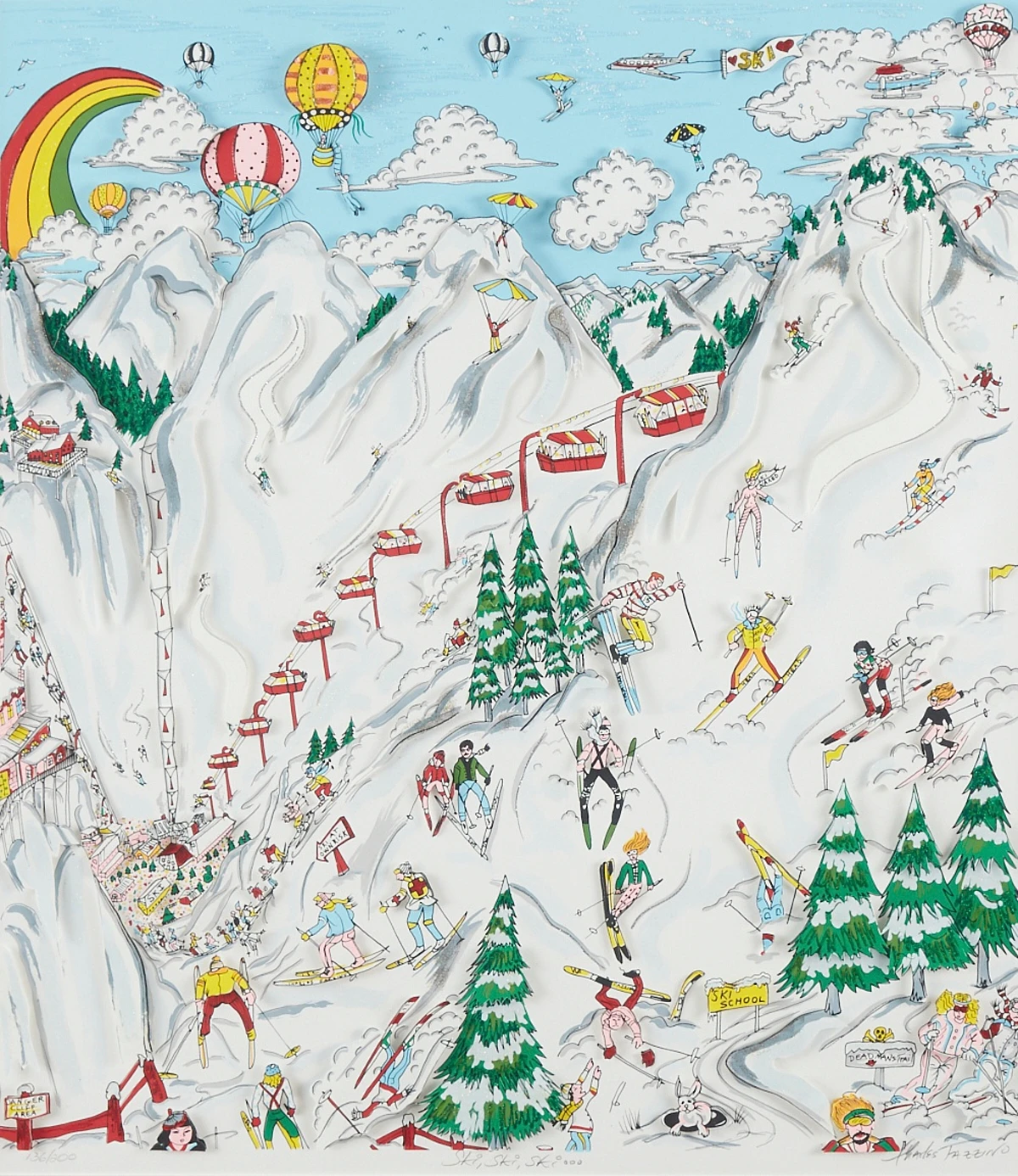 le_pho_banner 2 Charles Fazzino “Ski, Ski, Ski” Mixed Media Collage