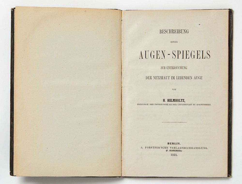le_pho_banner 2 Hermann Helmholtz "Beschreibung eines Auen-Spiegels" 1st Edition 1851