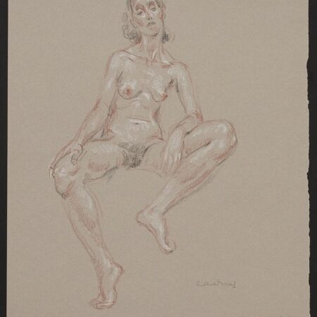 Paul Cadmus Seated Female Nude Crayon on Paper