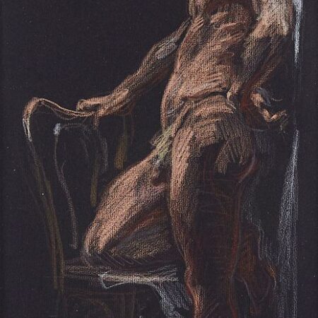 Paul Cadmus Male Nude by Night Light NM177 Crayon on Paper
