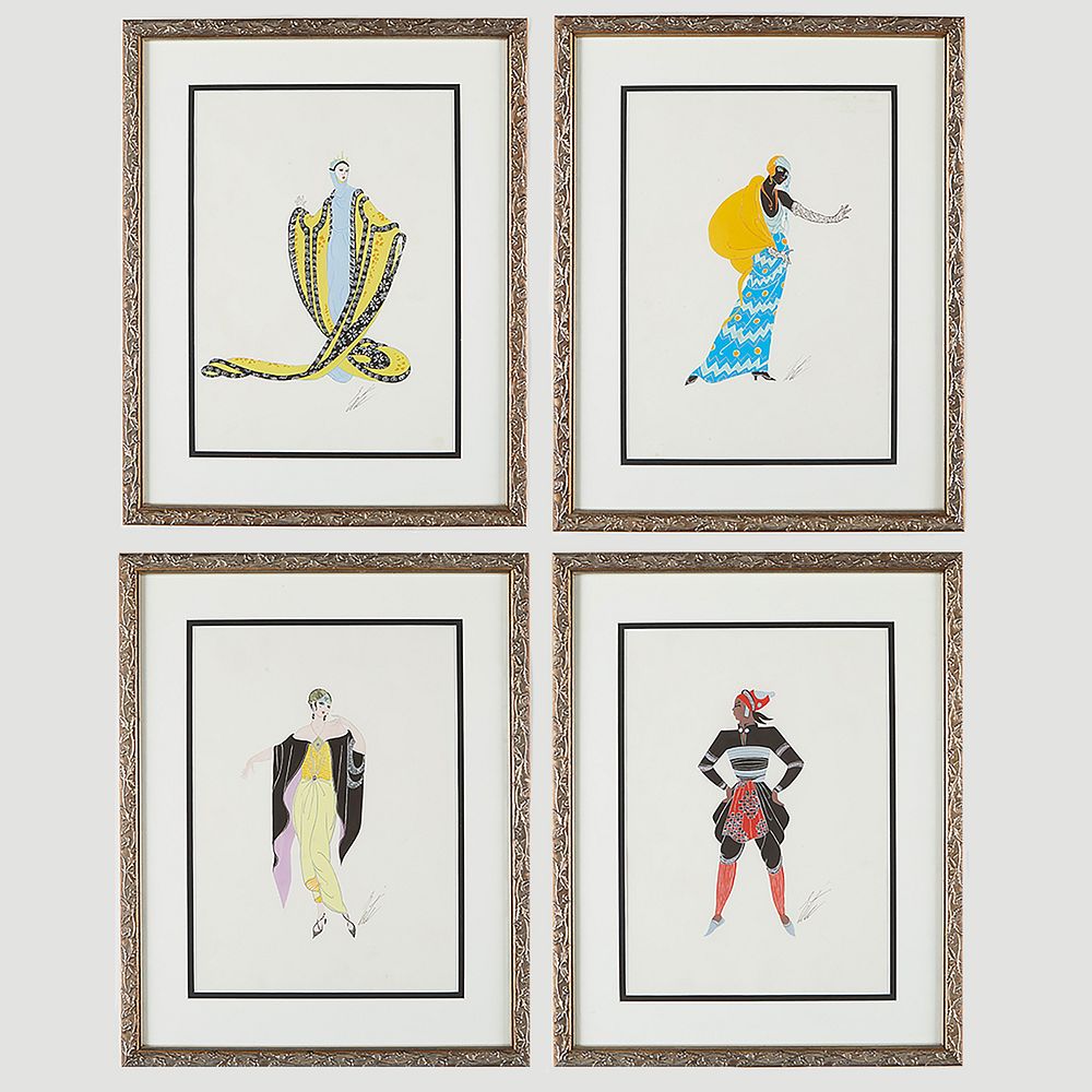 le_pho_banner 2 Set 4 Erte Art Deco Gouache Paintings