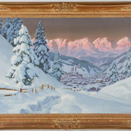 Alois Arnegger "Winter Alpine Sunset" Painting