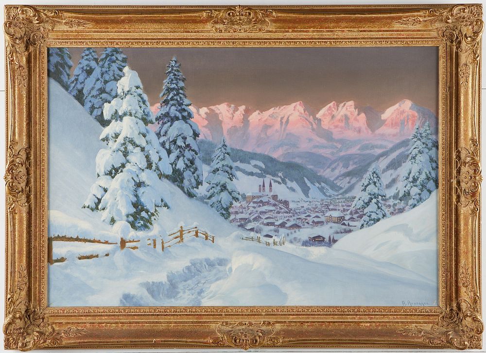 le_pho_banner 2 Alois Arnegger "Winter Alpine Sunset" Painting