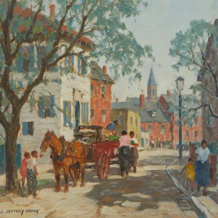 Jeffrey Grant Oil on Board Village Scene