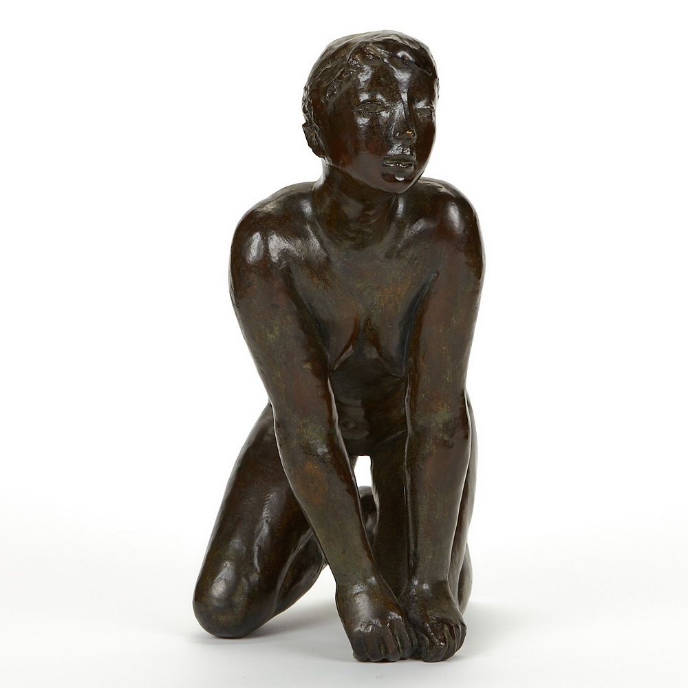 le_pho_banner 2 Jacques Coquillay Bronze Sculpture Kneeling Girl
