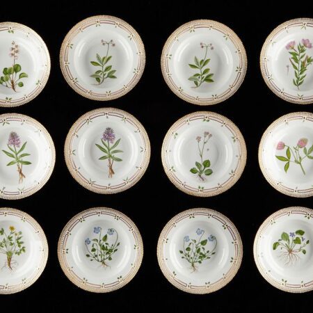 Set: 12 Flora Danica Flat Rim Soup Plates