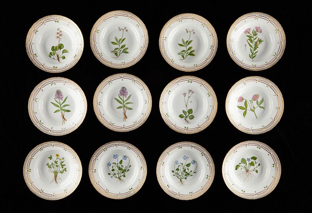 le_pho_banner 2 Set of 12 Flora Danica Flat Rim Soup Plates