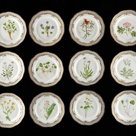 Set of 12 Flora Danica Luncheon Plates