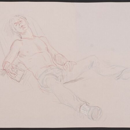 Paul Cadmus Male Figure Asleep in Chair Crayon on Paper