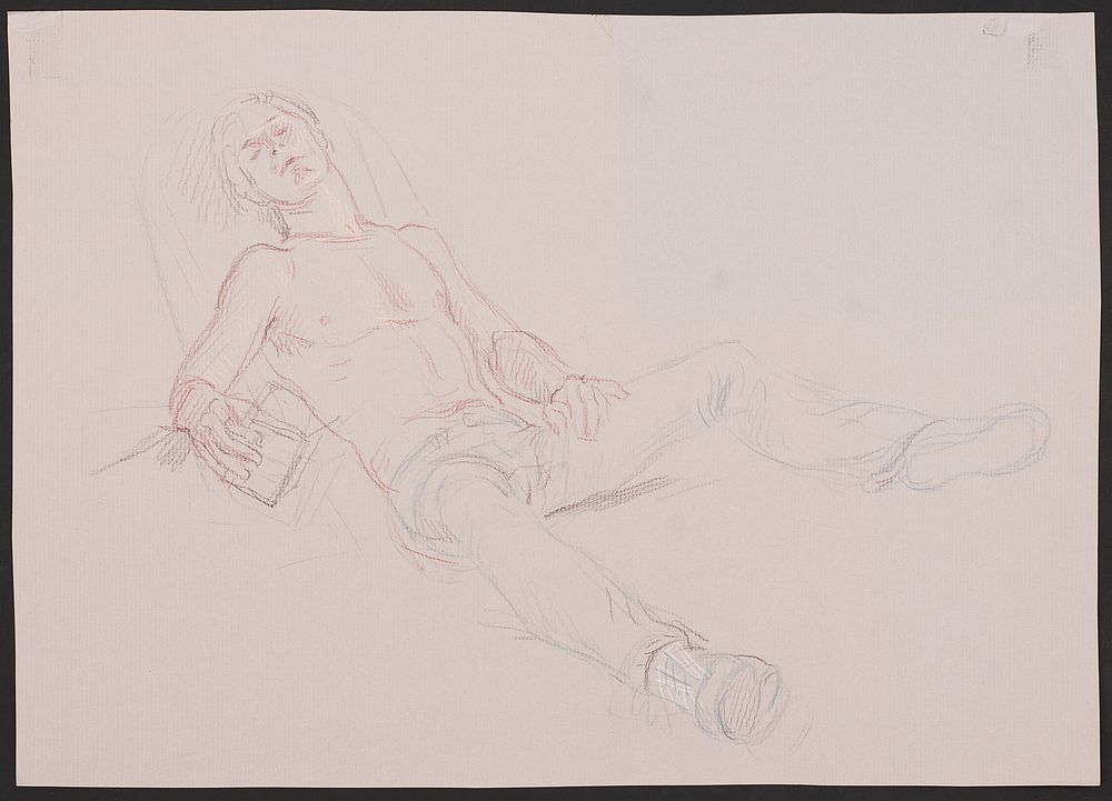 le_pho_banner 2 Paul Cadmus Male Figure Asleep in Chair Crayon on Paper
