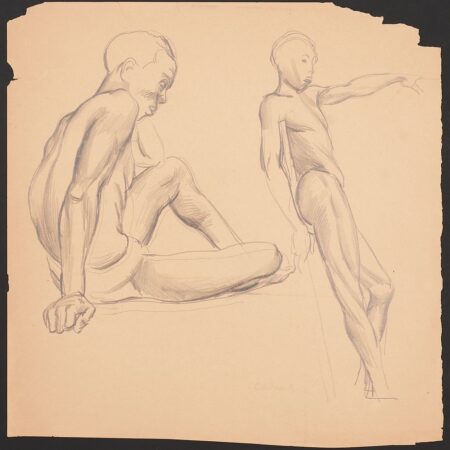 Paul Cadmus Drawing Study of 2 Male Figures Graphite on Paper