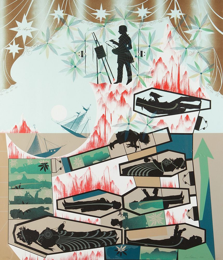 le_pho_banner 2 Lari Pittman Lithograph "This Landscape, Beloved and Despised..."
