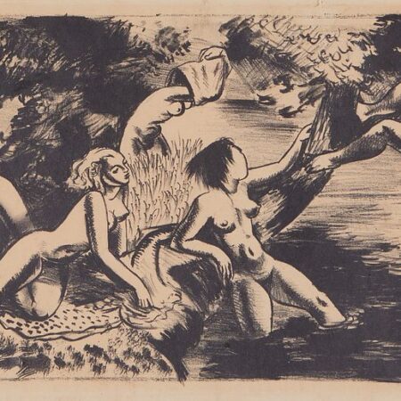 Clement Haupers "The River Bathers" Lithograph