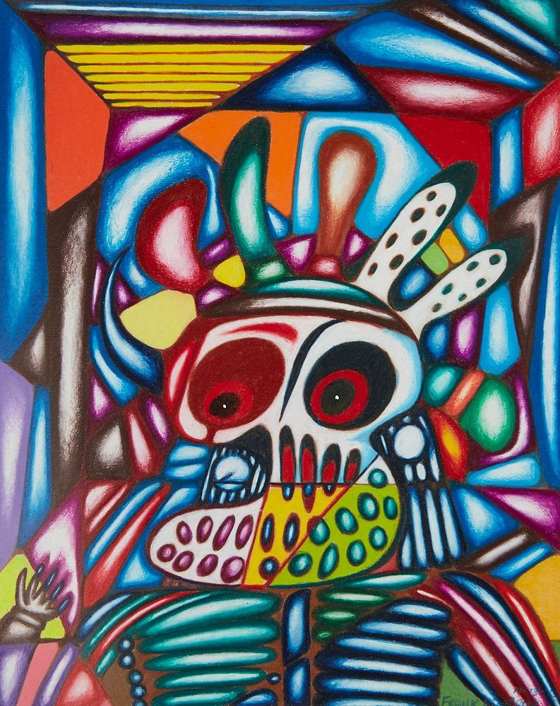 le_pho_banner 2 Frank Big Bear "Skull Warrior" Colored Pencil on Paper