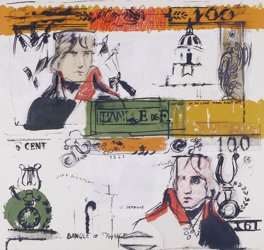 le_pho_banner 2 Larry Rivers "Double French Money" Mixed Media
