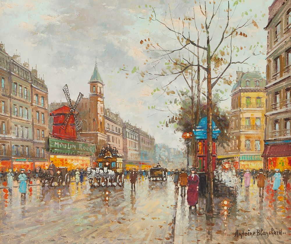 le_pho_banner 2 Signed Antoine Blanchard Moulin Rouge Painting