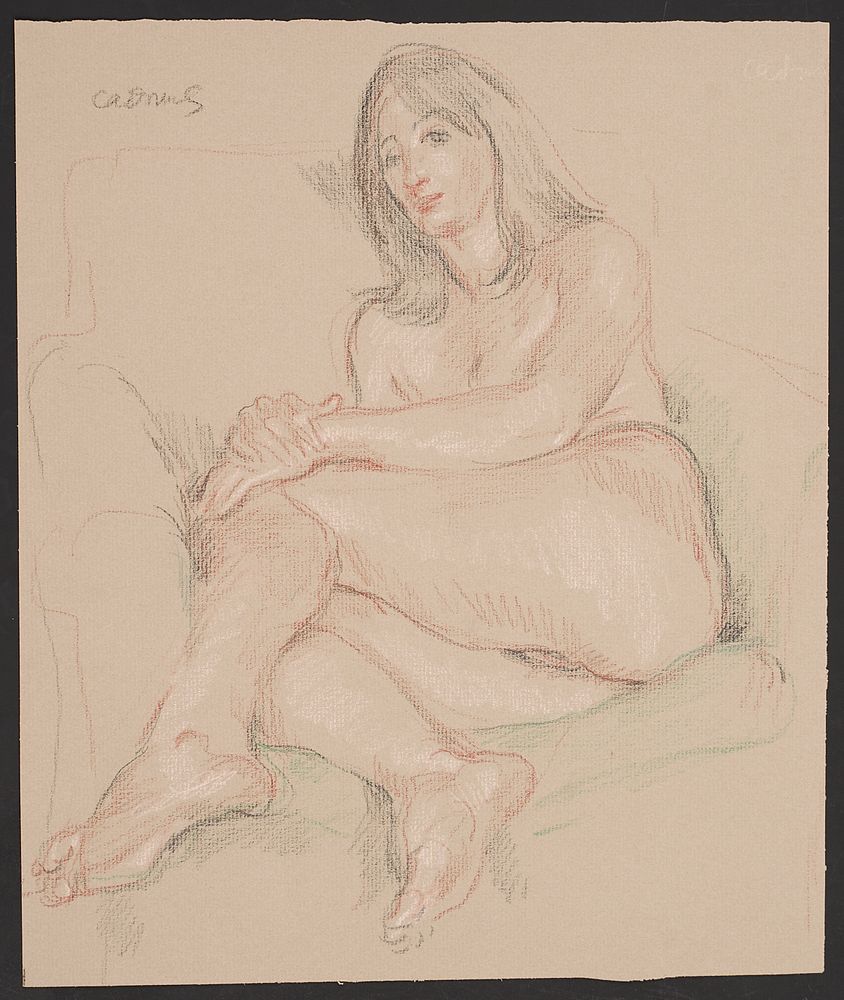 le_pho_banner 2 Paul Cadmus Seated Female Nude Crayon on Paper