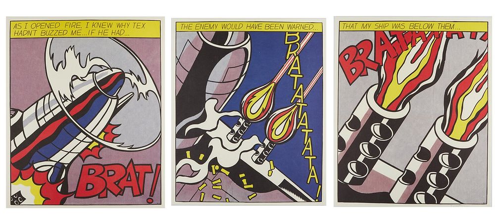 le_pho_banner 2 Roy Lichtenstein "As I Opened Fire" Poster Triptych