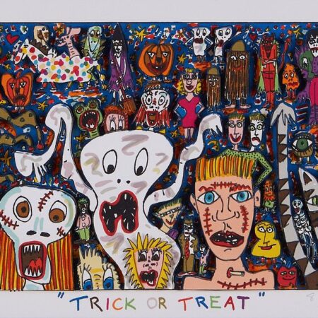 James Rizzi "Trick or Treat" Mixed Media Collage