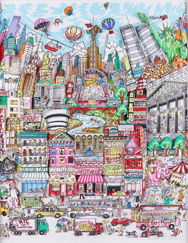 le_pho_banner 2 Charles Fazzino "Greetings from NY" Mixed Media Collage